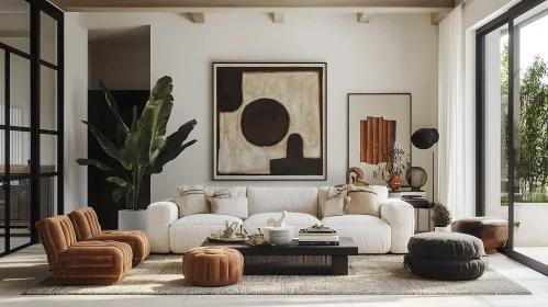 Elegant Living Room with Abstract Art