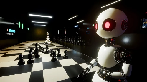 Futuristic Chess Game with Robot Opponent