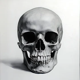 Detailed Skull Study in Black and White