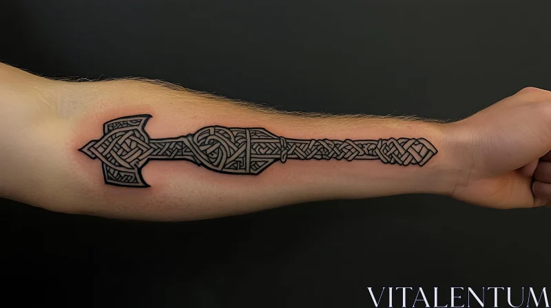 Intricate Nordic Tattoo on Forearm AI Image