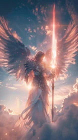 Winged Guardian with Luminous Blade