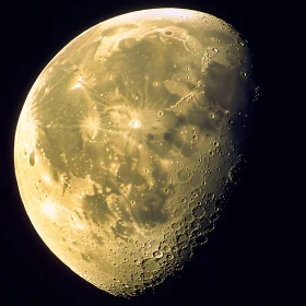 Lunar Surface Illuminated in Golden Hue