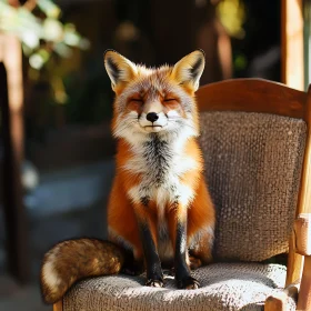 Fox Meditating on a Chair