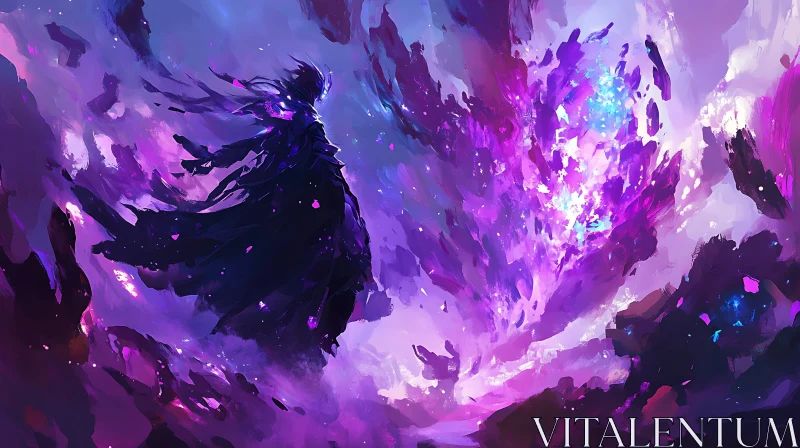 Abstract Figure in a Purple Dreamscape AI Image