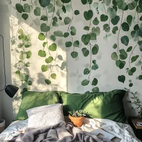 Sunlit Bedroom with Green Accents