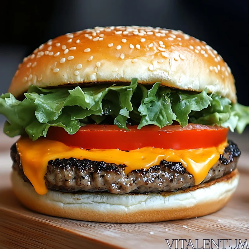 Delicious Cheeseburger with Melting Cheese AI Image