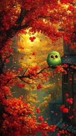 Enchanting Autumn Scene with Owl