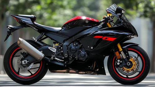 Black Yamaha Motorcycle with Red Details