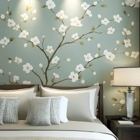 Serene Bedroom Interior with Floral Design