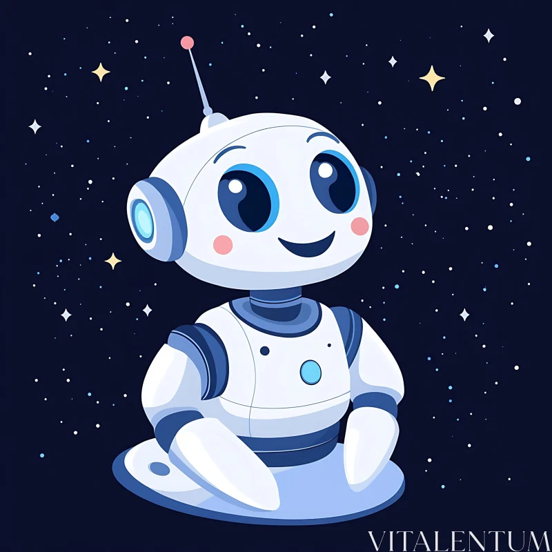 AI ART Cartoon Robot in Starry Sky