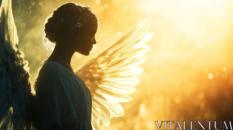 AI ART Silhouette of Angel with Wings