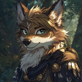 Furry Character Portrait with Teal Eyes