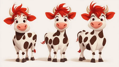 Playful Cartoon Cows Illustration