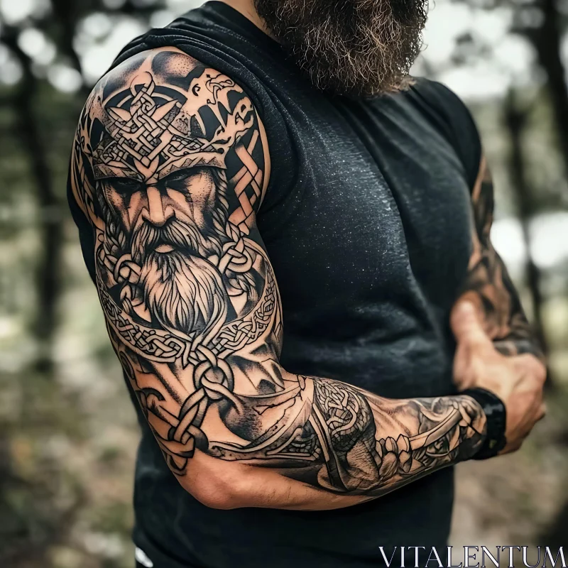 Norse-Inspired Full Arm Tattoo Design AI Image