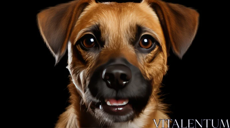 Brown Dog on Black Background - Expressive Pet Portrait AI Image