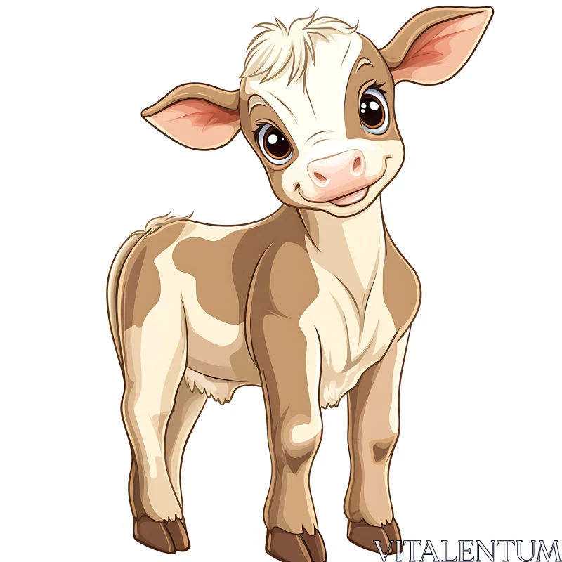 AI ART Cartoon Style Cow Calf Animal Art