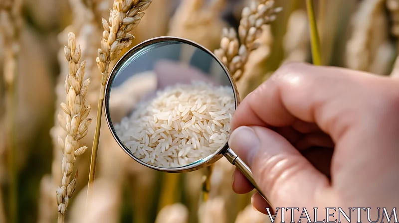 AI ART Magnified View of Rice Grains in Field