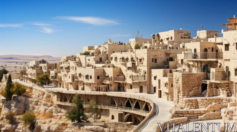 Captivating Tan Homes on Hillside - Jewish Culture and Sustainable Architecture AI Image
