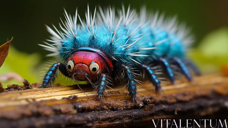 Detailed Portraiture of a Colourful Caterpillar in Nature AI Image