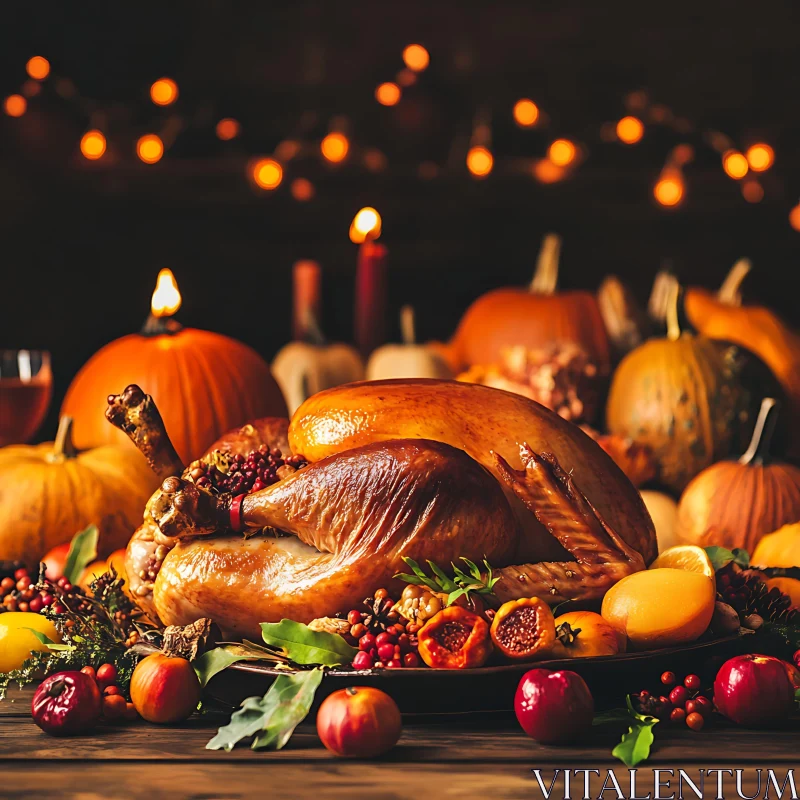 Autumn Harvest Thanksgiving Dinner Display AI Image