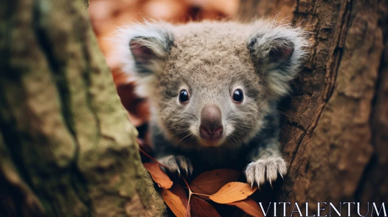Playful Koala in Natural Habitat - Environmental Consciousness in Art AI Image