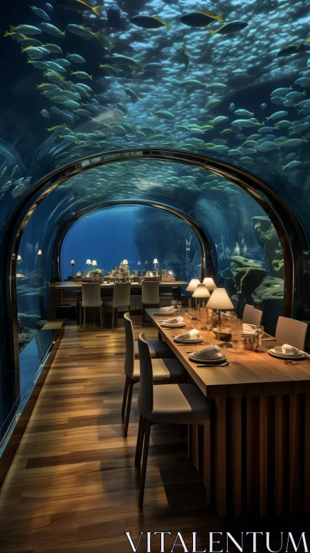 Ultimate Underwater Dining Experience: Exquisite Architecture and Atmospheric Ambience AI Image