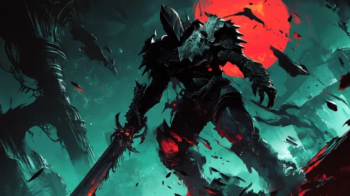 Armored Warrior with Sword Illustration