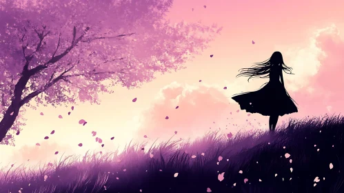 Sakura Sunset Silhouette
