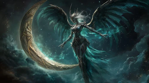 Winged Angel in Moonlight