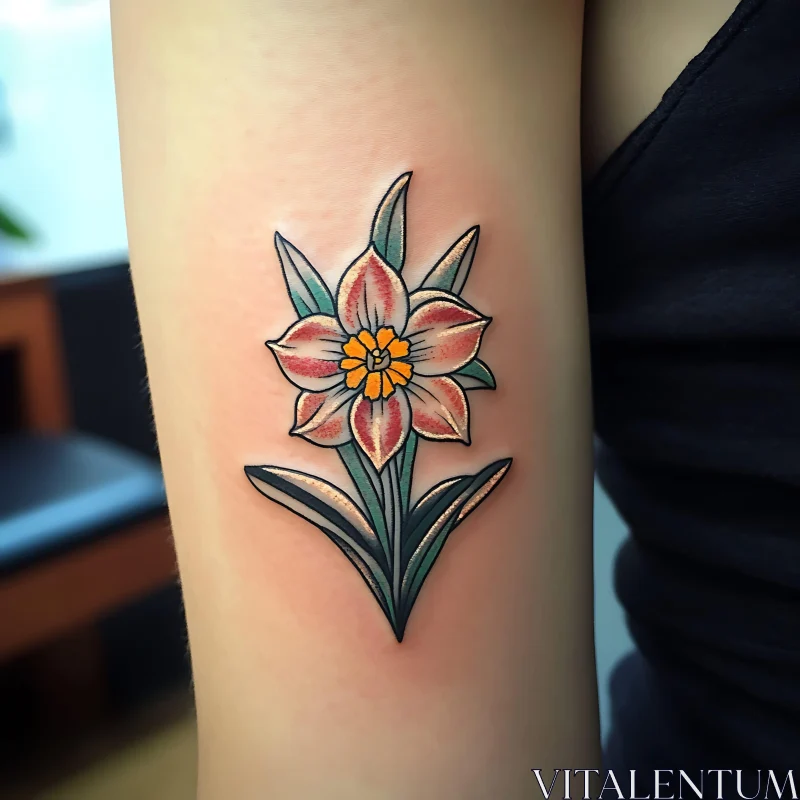 Vivid Arm Tattoo of a Flower