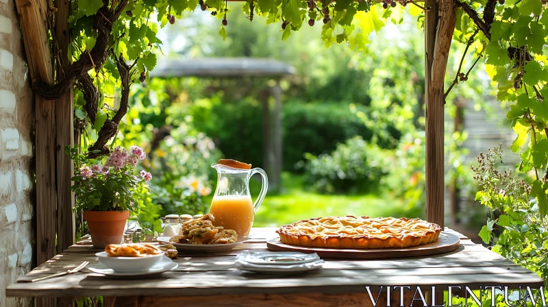 Tranquil Outdoor Table Setting in a Garden