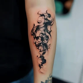 Ethereal Smoke Skull Tattoo on Forearm