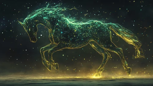 Glowing Star Horse in a Cosmic Scene