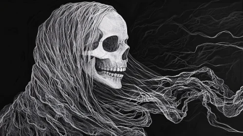 Monochrome Skull in Dark Art