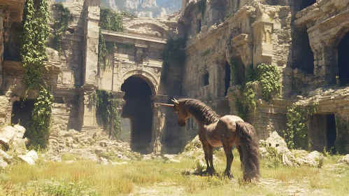 Forgotten Unicorn in Ruins