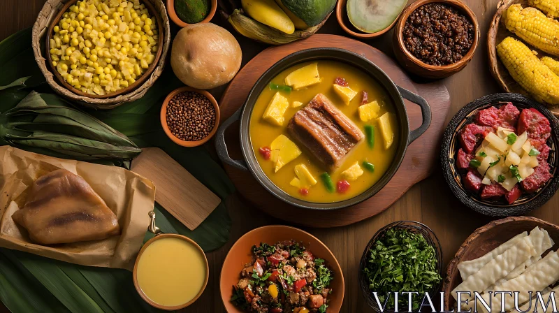 Traditional Soup Dishes with Fresh Ingredients AI Image