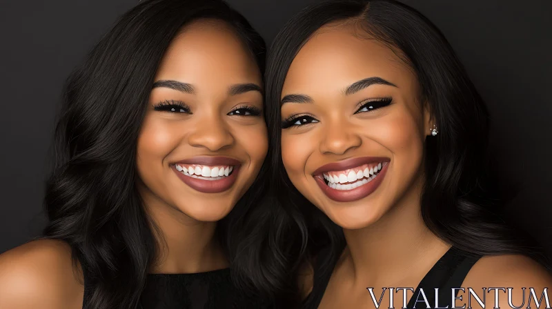 Portrait of Smiling Women with Dark Hair