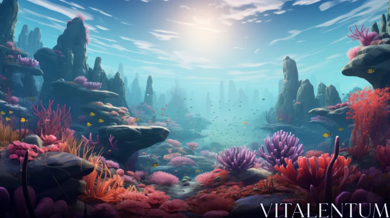 3D Underwater Coral Landscape - An Artistic Representation AI Image
