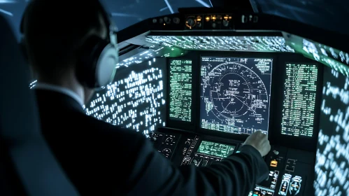 Aircraft Pilot Navigating with Advanced Technology