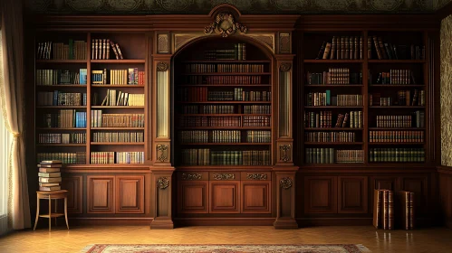 Vintage Bookshelves in a Cozy Interior