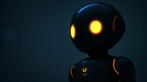 Modern Robot Portrait with Yellow Eyes