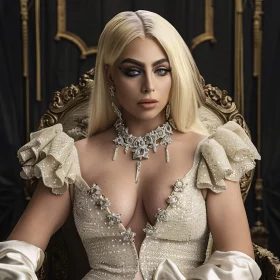 Lady Gaga's Elegant Portrait with Glittering Outfit