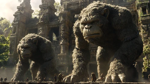 Apes guarding the ruins