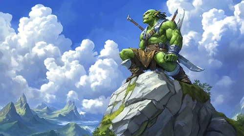 Fantasy Orc Warrior Landscape
