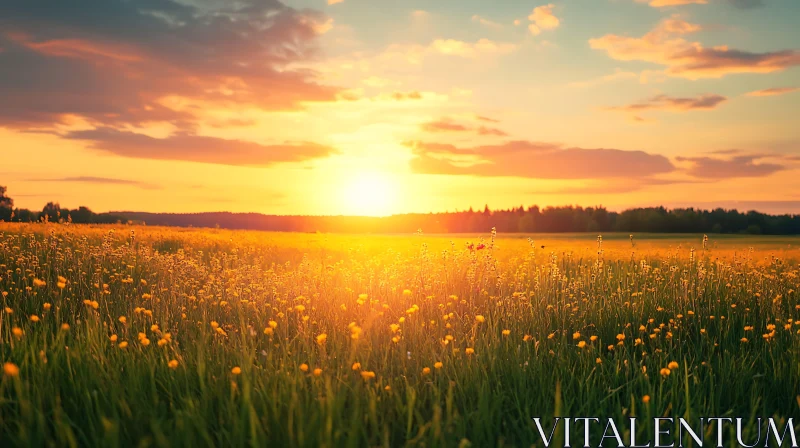 Tranquil Meadow at Sunset