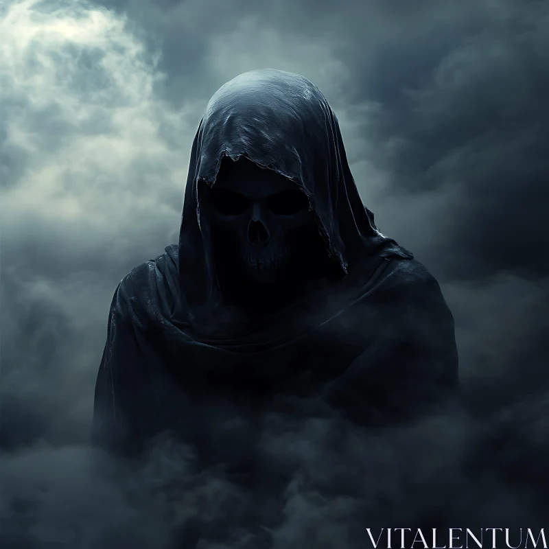 Dark Cloaked Figure in the Mist