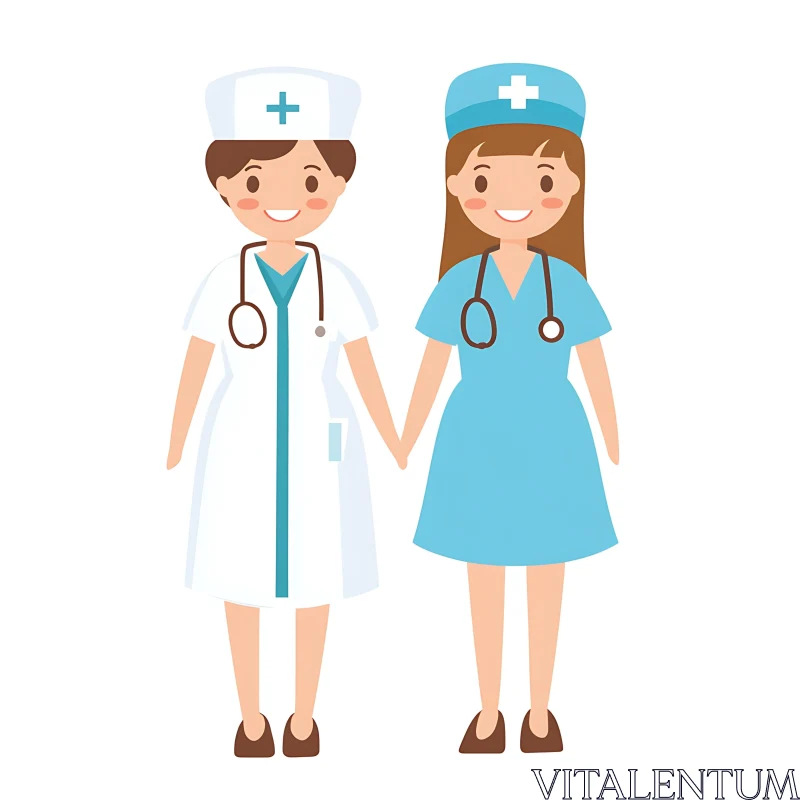 Friendly Cartoon Doctors in Uniform