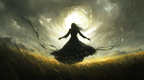 Silhouette in the Storm Painting