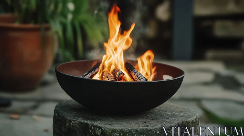 AI ART Outdoor Fire Bowl with Fiery Flames