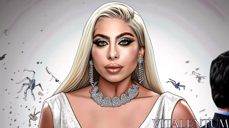 AI ART Lady Gaga with Futuristic Background Elements